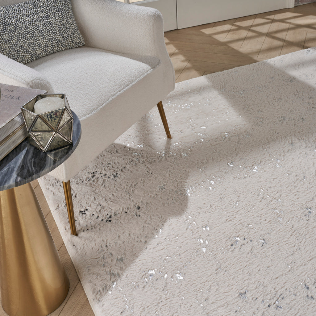 nourison cozy shimmer csh01 ivory silver rug