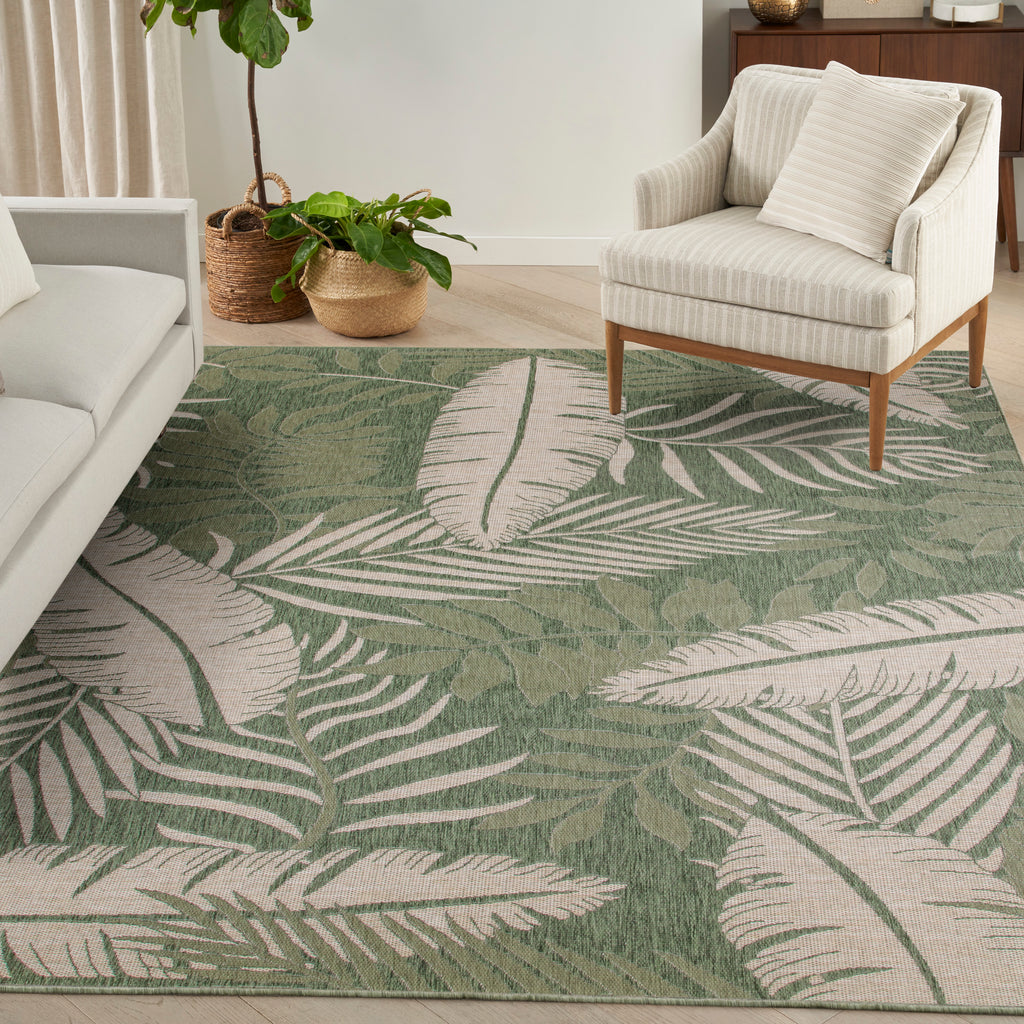 nourison garden oasis goa02 green ivory rug