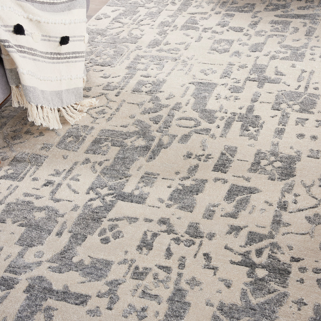 nourison silk shadows sha19 ivory grey rug