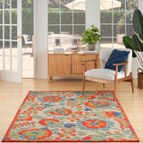 nourison aloha alh17 red multicolor rug
