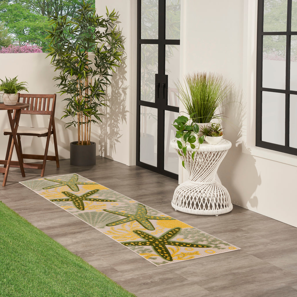 nourison aloha alh24 green yellow rug