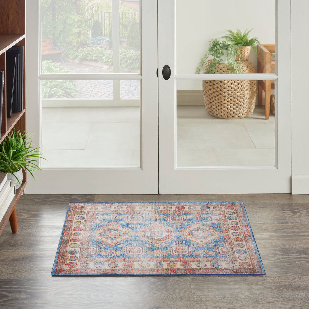 nourison fulton ful08 blue ivory rug