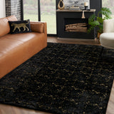 nourison cozy shimmer csh01 black gold rug