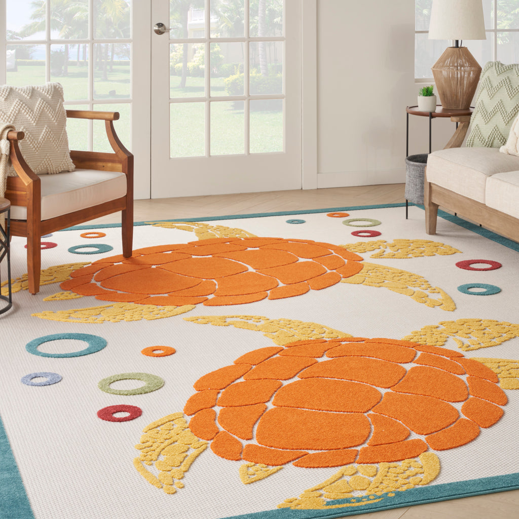 nourison aloha alh27 teal multi rug