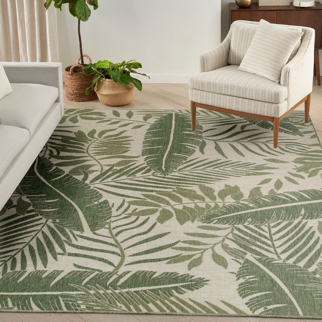 nourison garden oasis goa02 ivory green rug