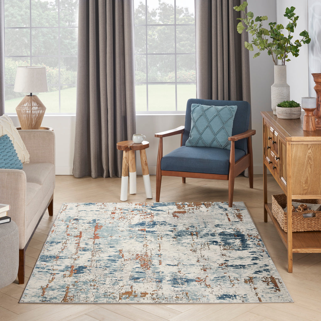 nourison quarry qua01 beige blue rust rug