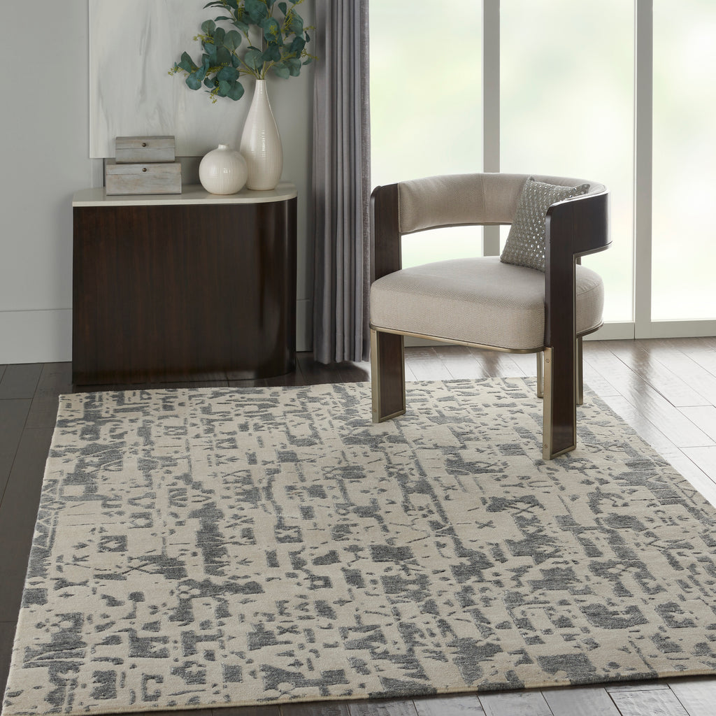 nourison silk shadows sha19 ivory grey rug