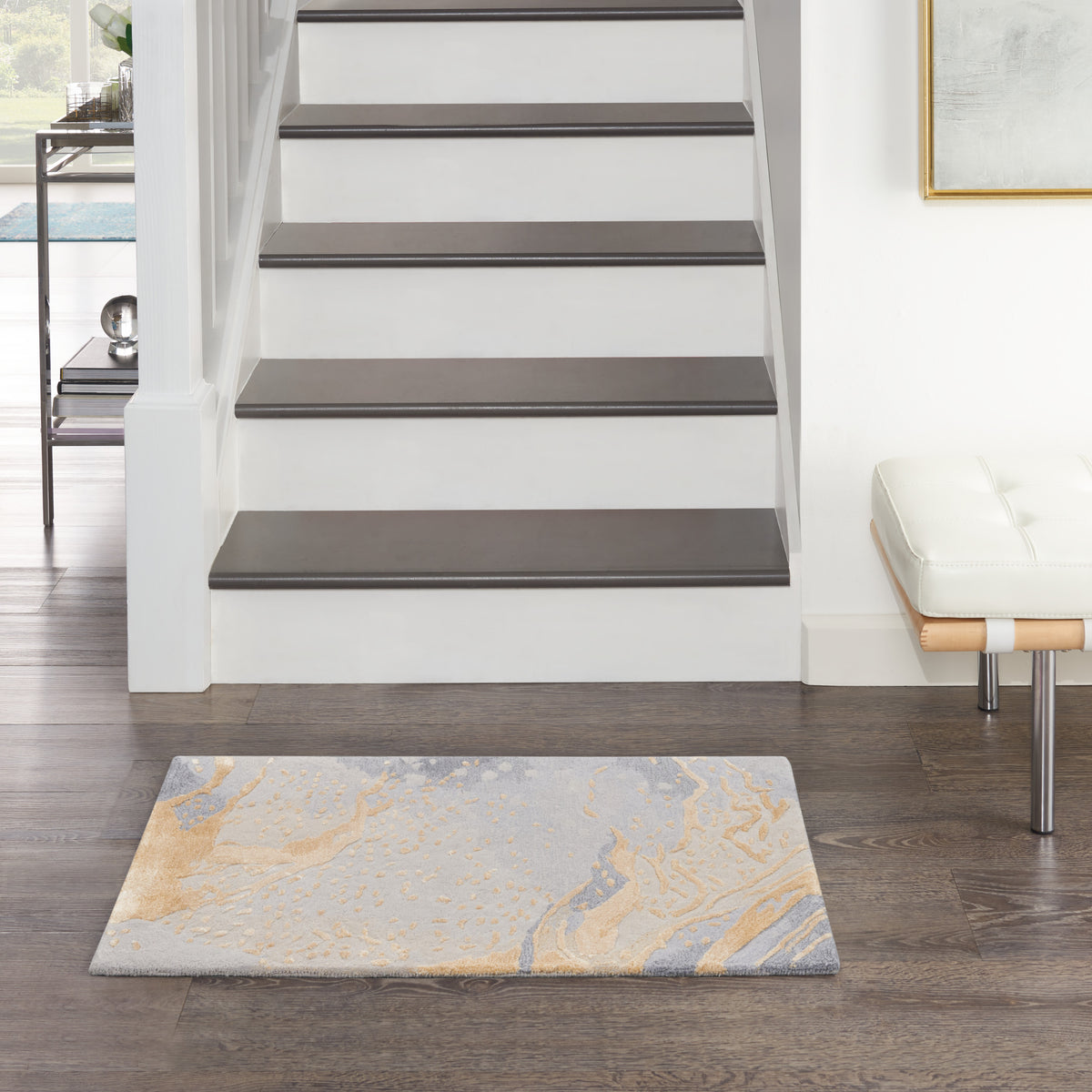 nourison prismatic prs28 grey gold rug