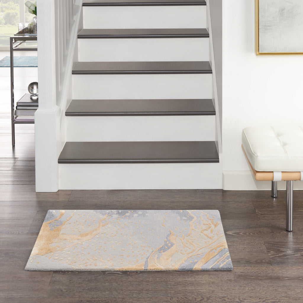 nourison prismatic prs28 grey gold rug