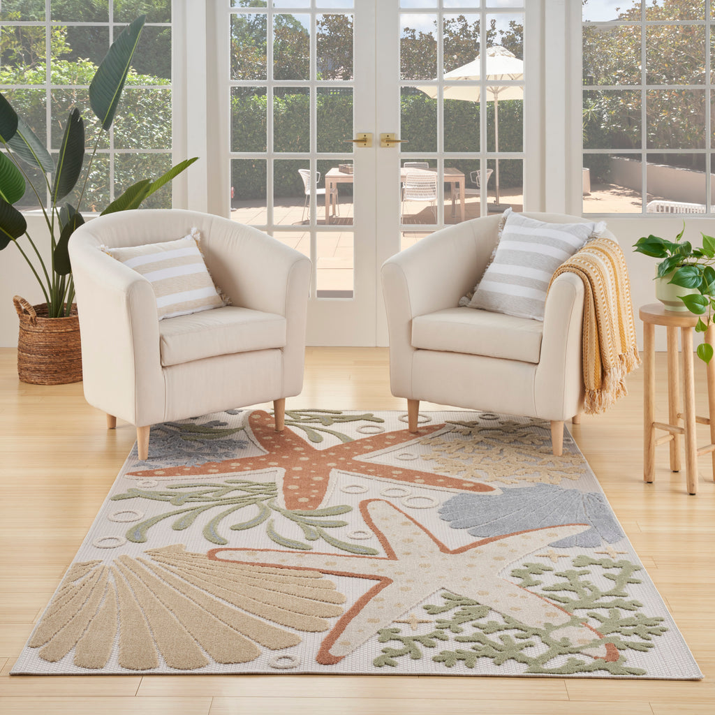 nourison aloha alh24 ivory multicolor rug