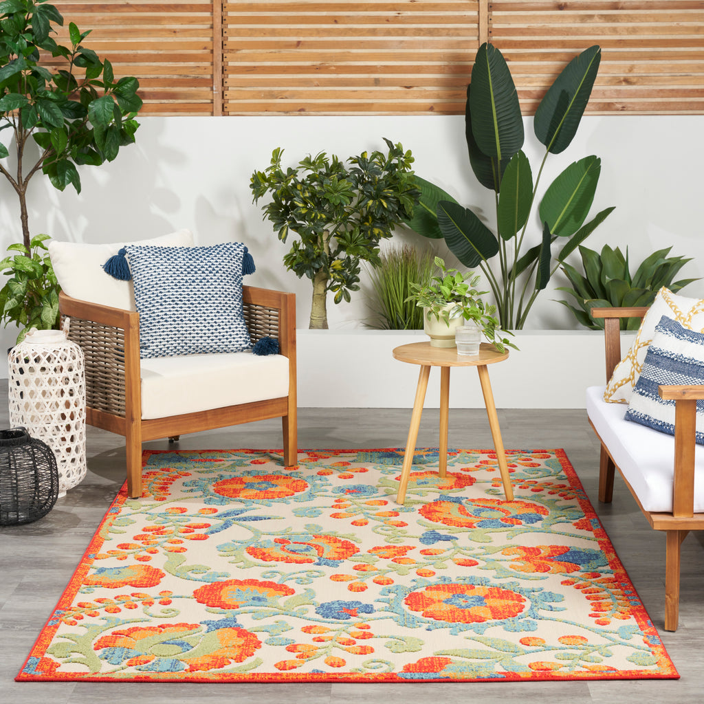 nourison aloha alh17 red multicolor rug