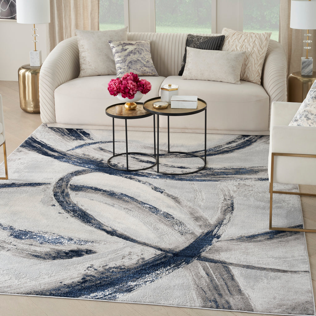 nourison brushstrokes bsk02 grey navy rug