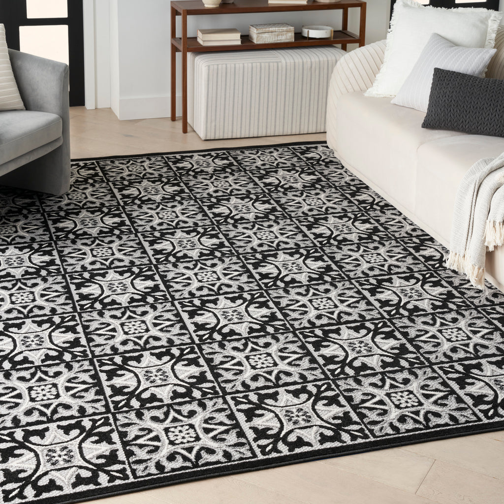 nourison aloha alh34 black white rug