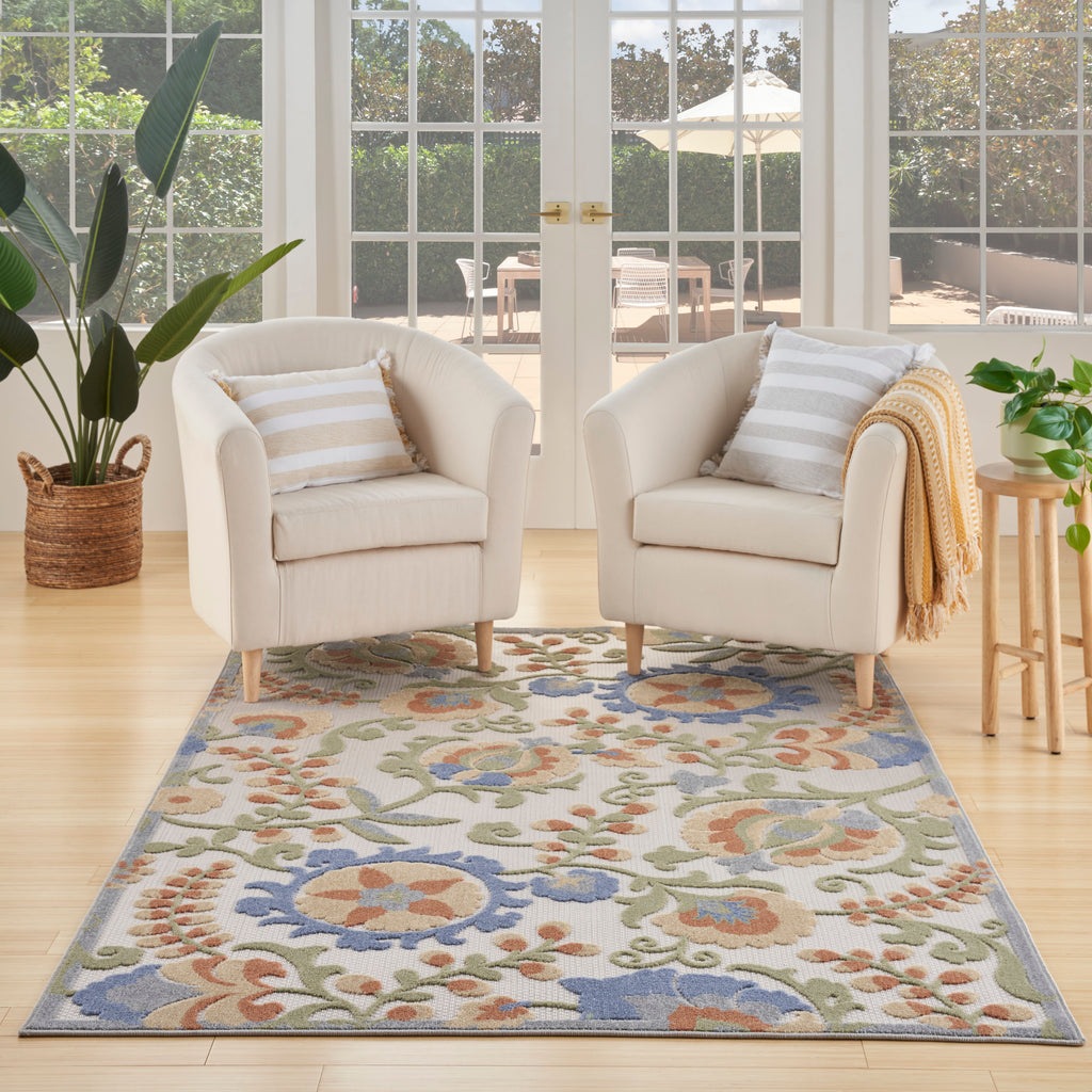 nourison aloha alh17 ivory blue rug
