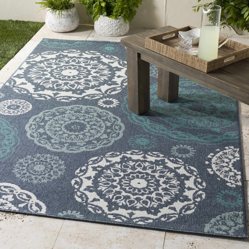 Hauteloom Reasnor REA Teal Machine Made Olefin Rug