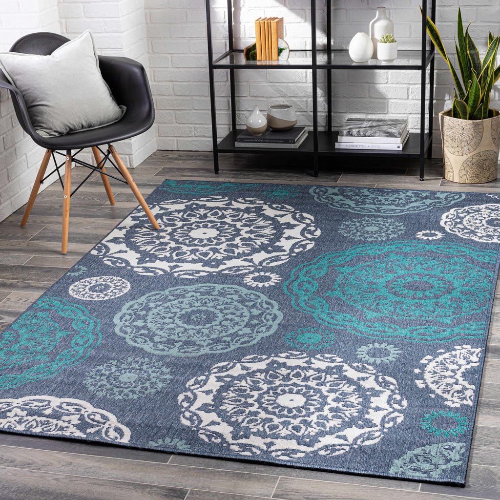 Hauteloom Reasnor REA Teal Machine Made Olefin Rug