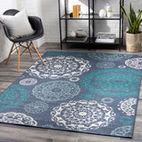 Hauteloom Reasnor REA Teal Machine Made Olefin Rug