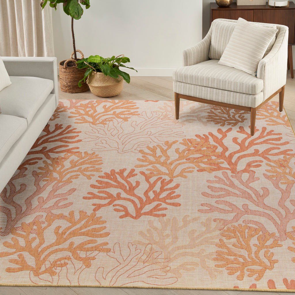 nourison garden oasis goa05 coral rug