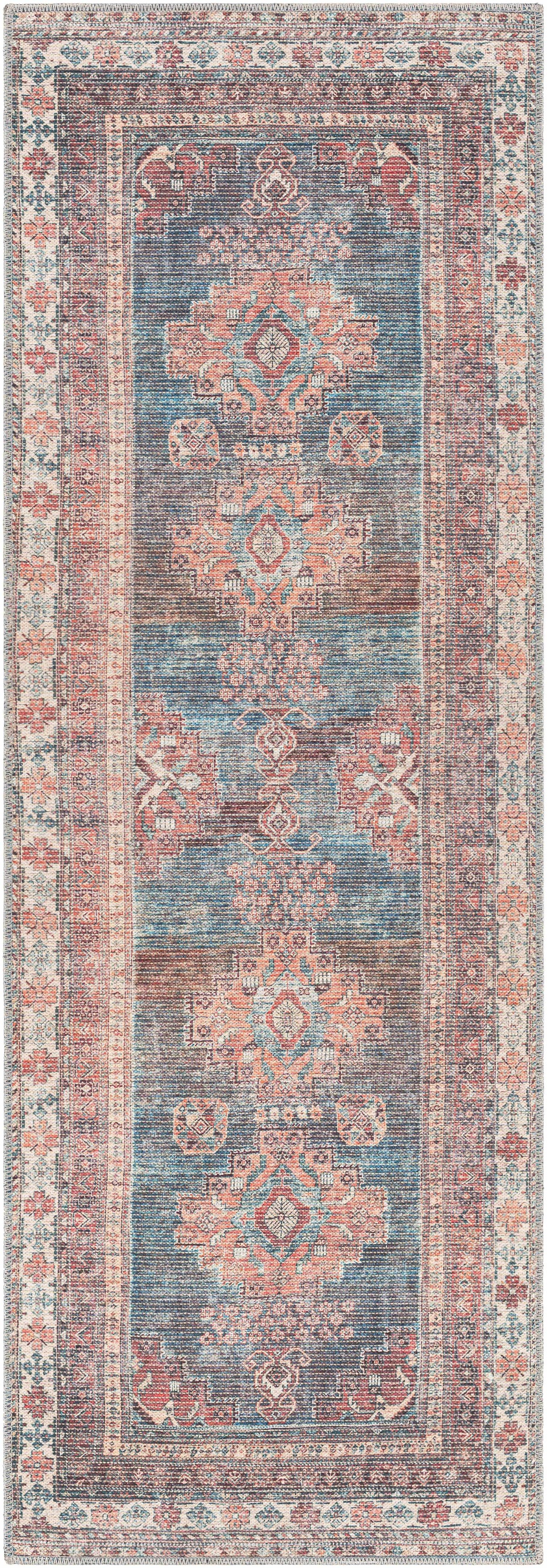 Hauteloom Ricardo RICA Blue Machine Made Chenille-Polyester Rug