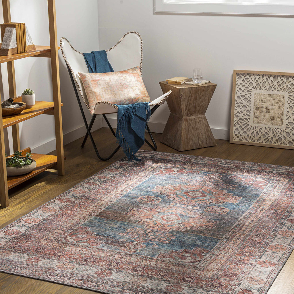 Hauteloom Ricardo RICA Blue Machine Made Chenille-Polyester Rug