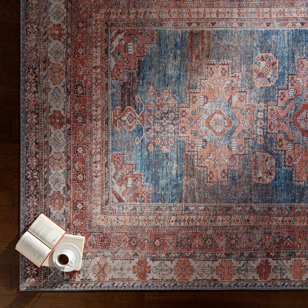 Hauteloom Ricardo RICA Blue Machine Made Chenille-Polyester Rug