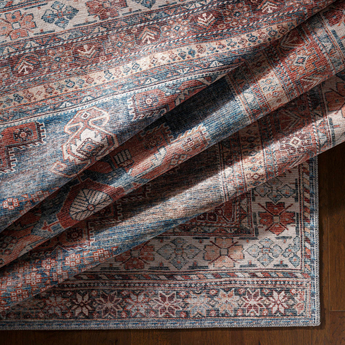 Hauteloom Ricardo RICA Blue Machine Made Chenille-Polyester Rug