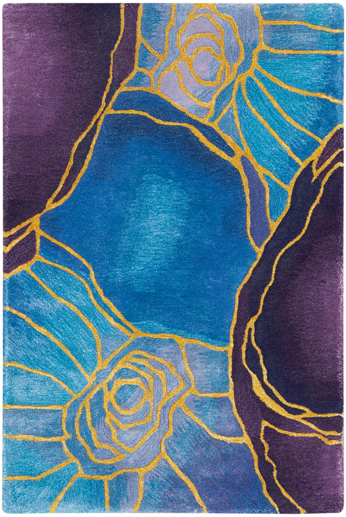 nourison prismatic prs32 blue gold rug