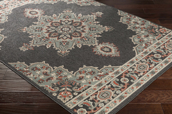Hauteloom Roseglen ROSE Black Machine Made Olefin Rug