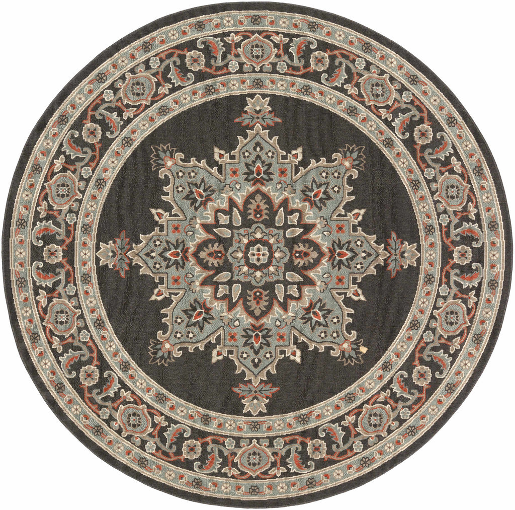 Hauteloom Roseglen ROSE Black Machine Made Olefin Rug