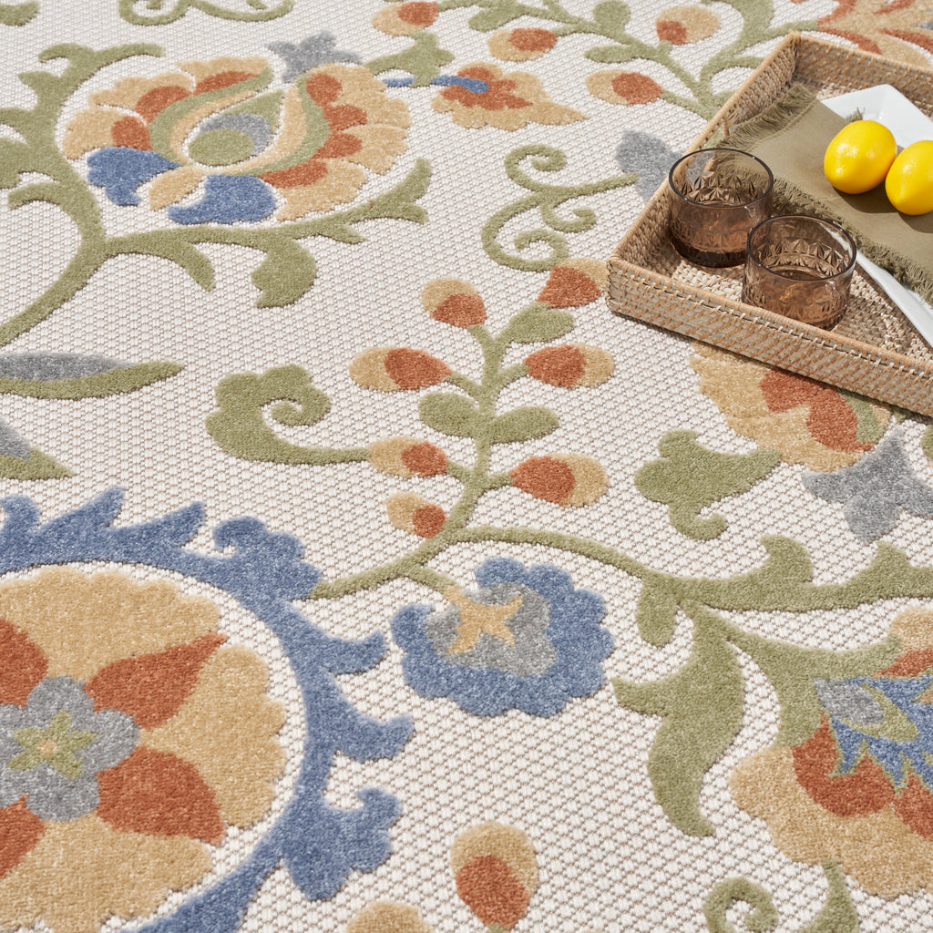 nourison aloha alh17 ivory blue rug