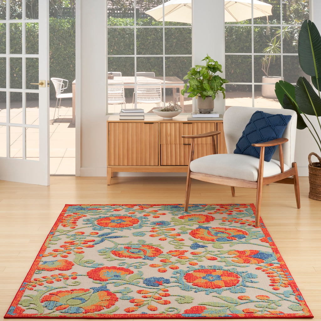 nourison aloha alh17 red multicolor rug