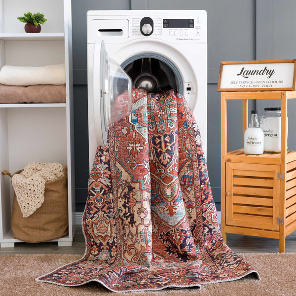 Hauteloom Neyland Washable NEYW Bright Red Machine Made Polyester Rug