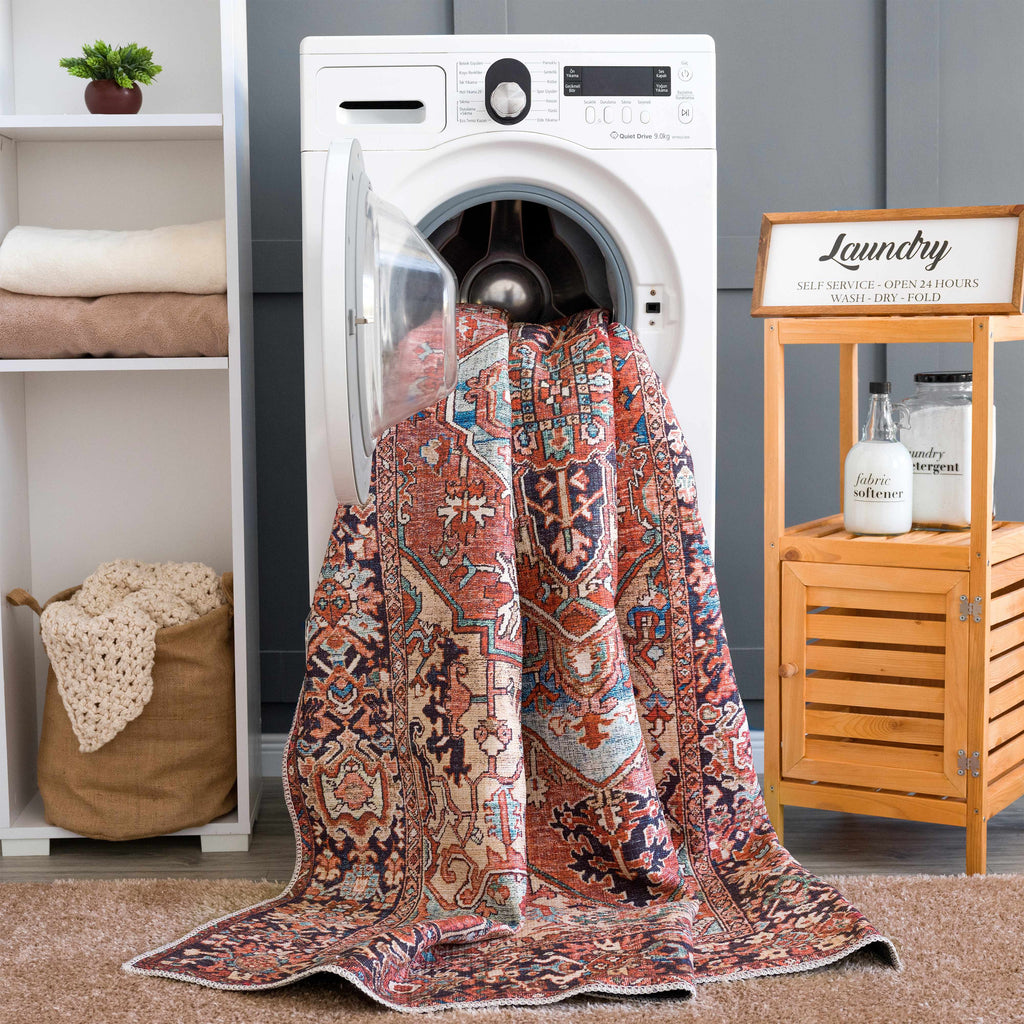 Hauteloom Neyland Washable NEYW Bright Red Machine Made Polyester Rug
