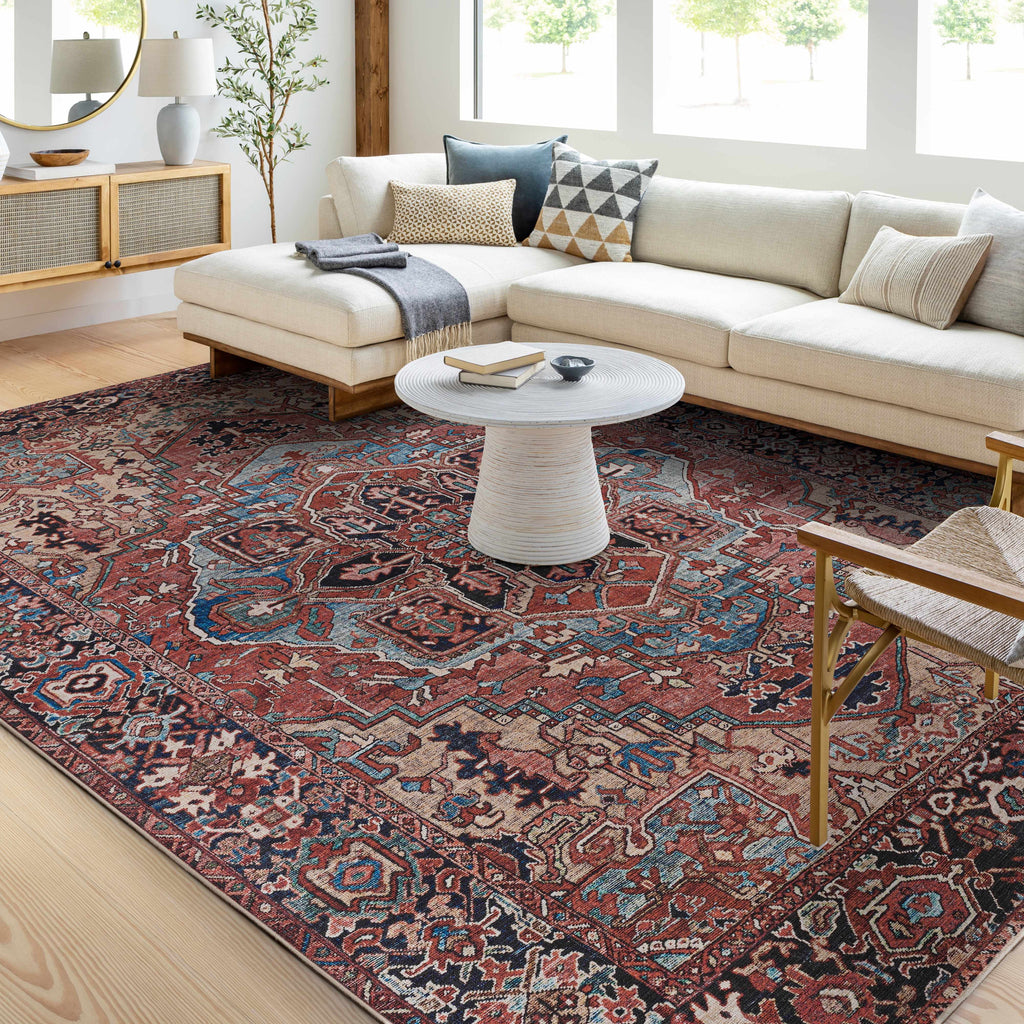 Hauteloom Neyland Washable NEYW Bright Red Machine Made Polyester Rug