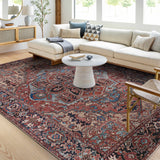 Hauteloom Neyland Washable NEYW Bright Red Machine Made Polyester Rug