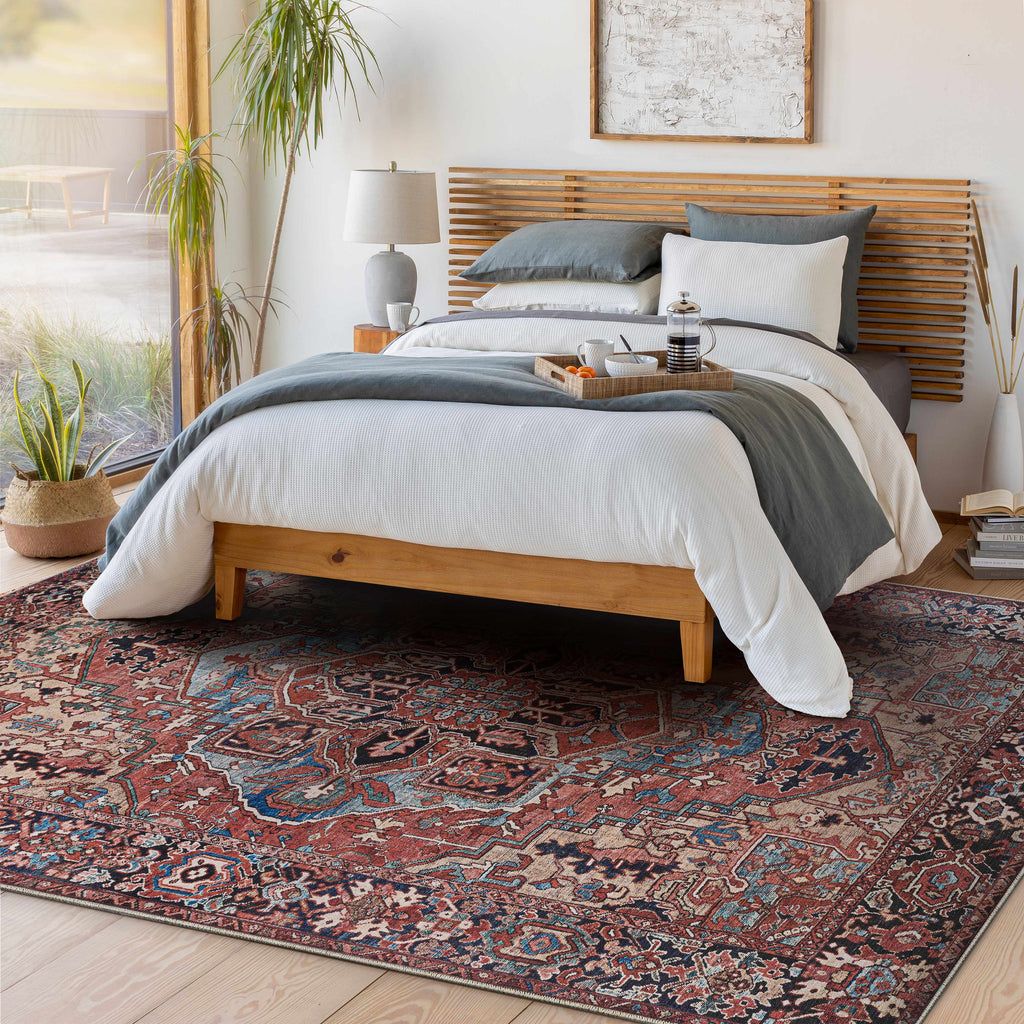 Hauteloom Neyland Washable NEYW Bright Red Machine Made Polyester Rug