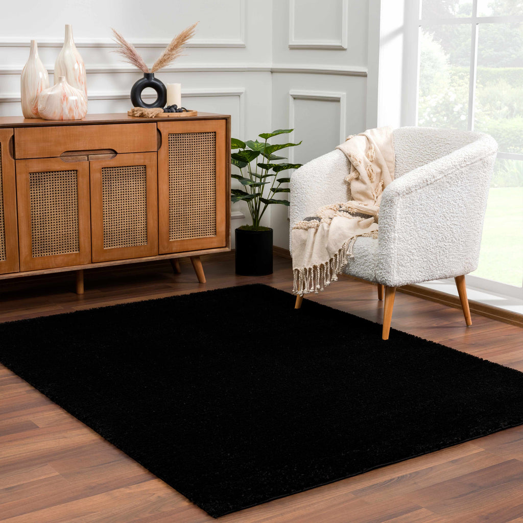 Hauteloom Heavenly HVL6201 Black Machine Made Polyester Rug