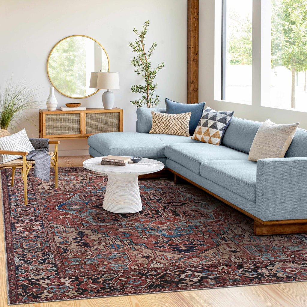Hauteloom Neyland Washable NEYW Bright Red Machine Made Polyester Rug