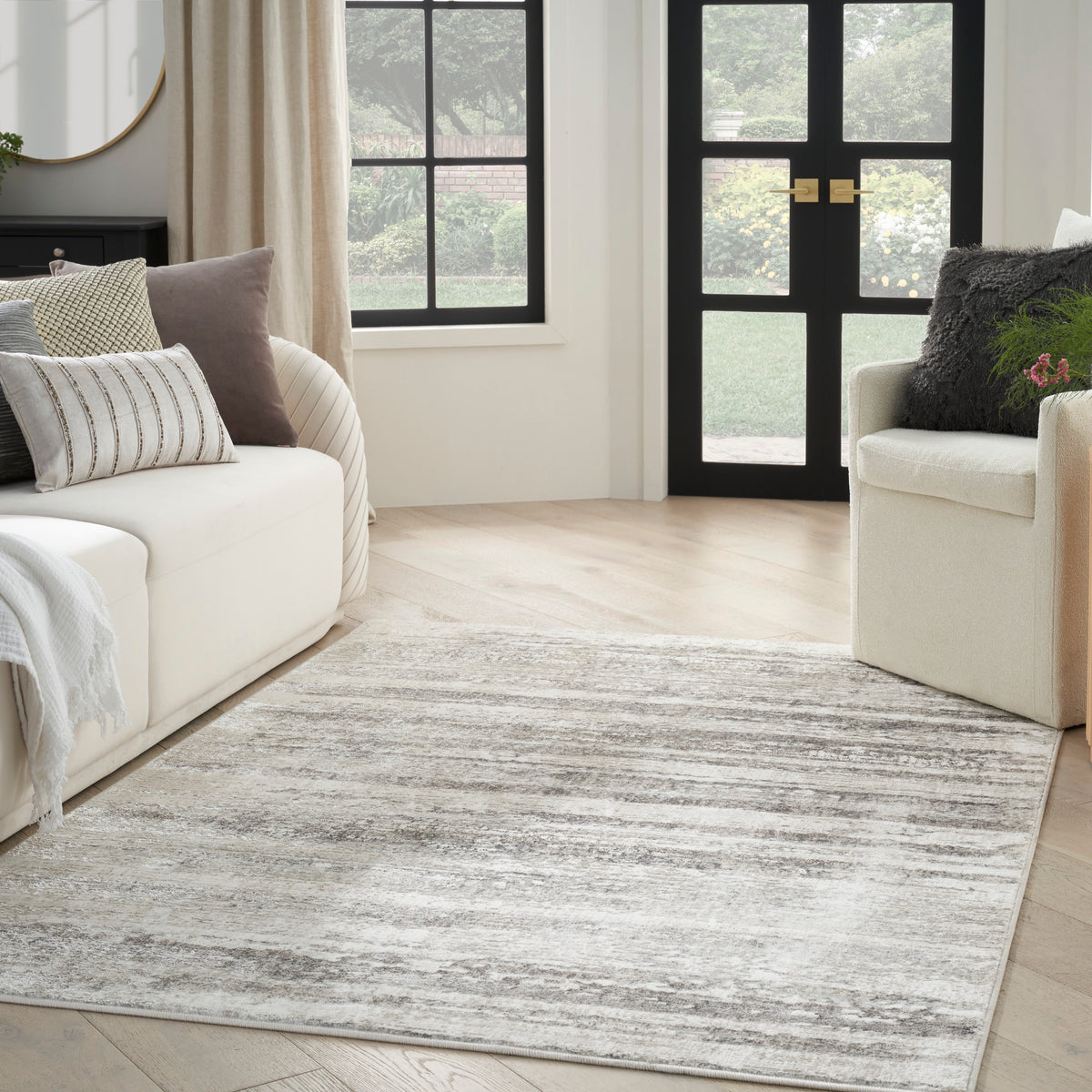 nourison glitz glz10 cream grey rug