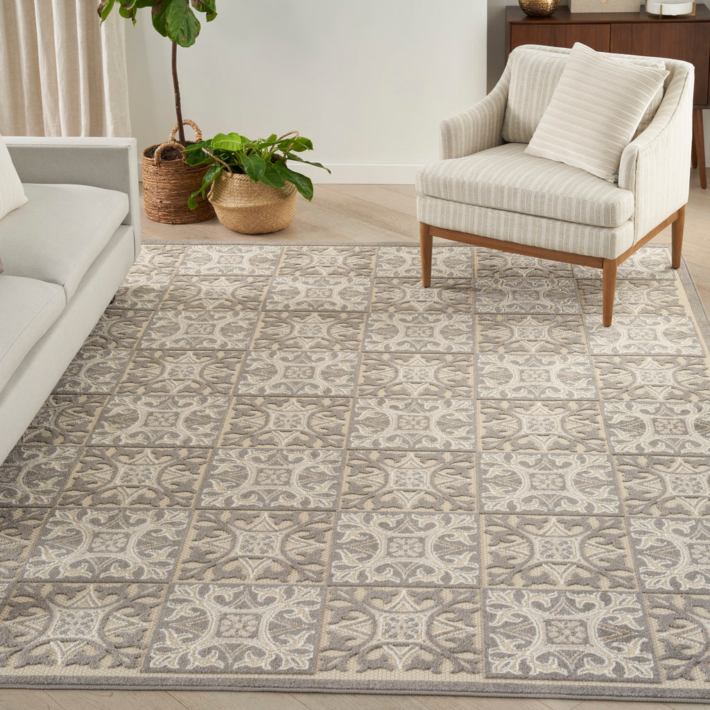 nourison aloha alh34 ivory grey rug
