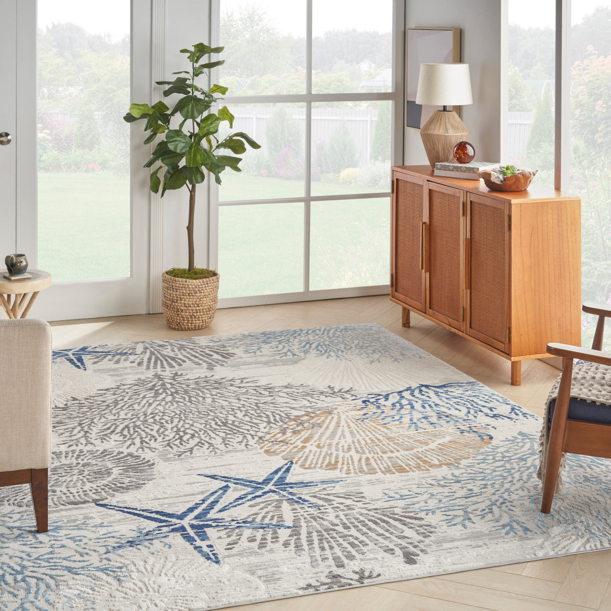 nourison seaside sds04 ivory grey blue rug