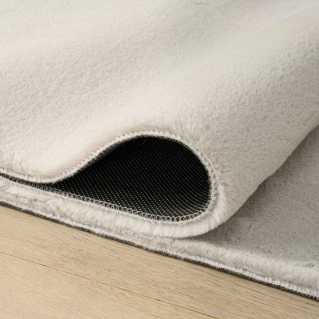 nourison soft plush rabbit fur sff01 silver rug