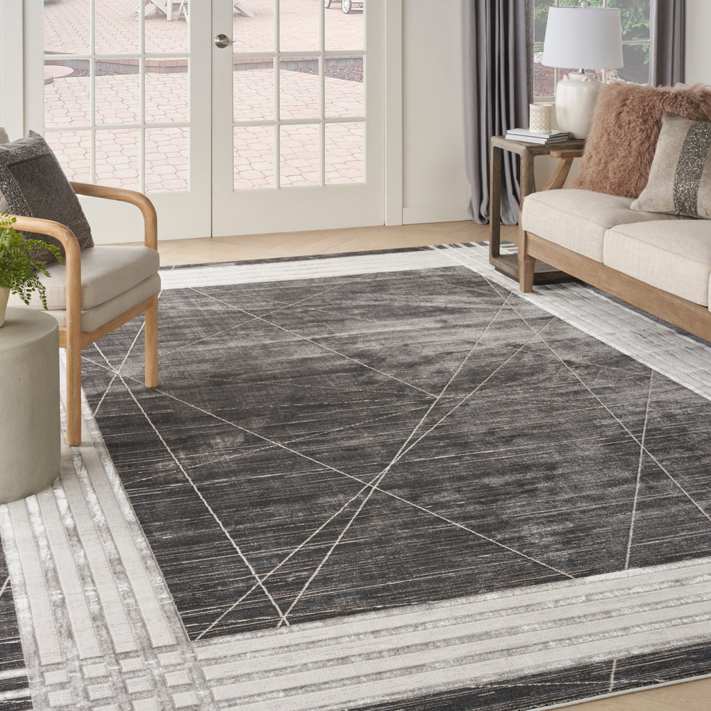 nourison desire dsr01 charcoal silver rug