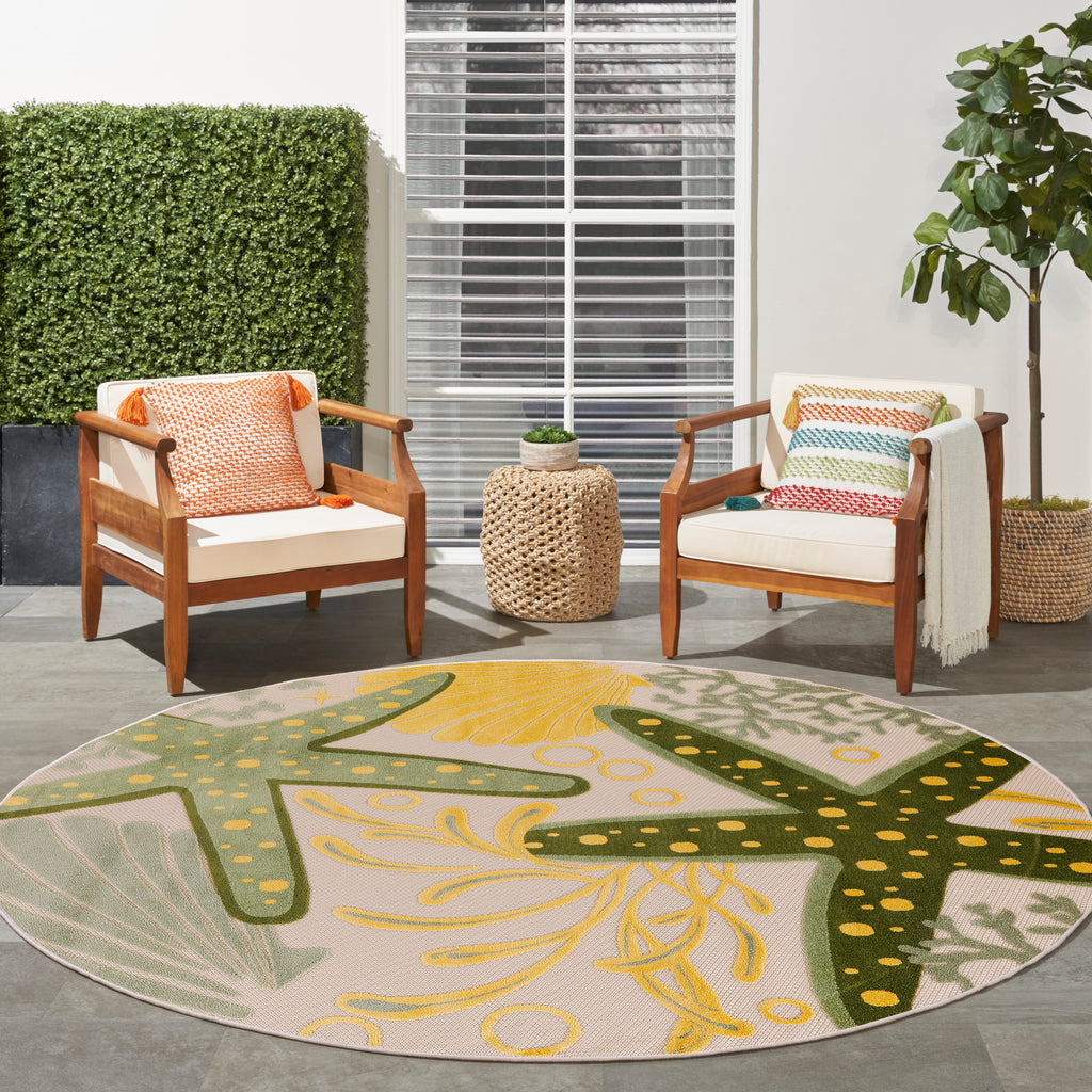 nourison aloha alh24 green yellow rug