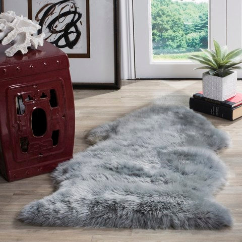 safavieh clearance sheep skin shs121b steel blue rug