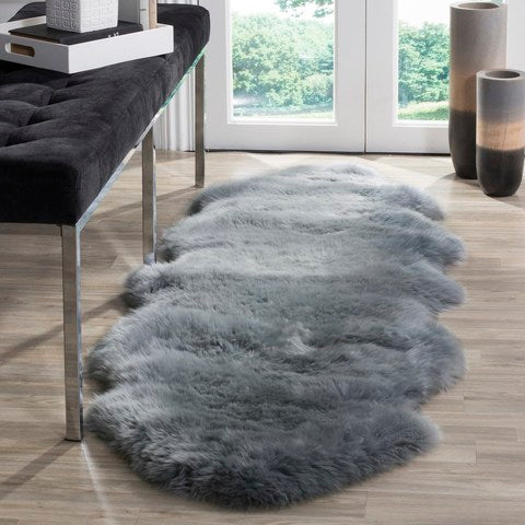 safavieh clearance sheep skin shs121b steel blue rug