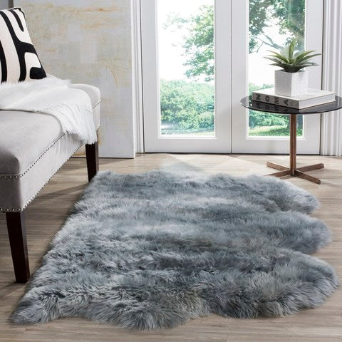 safavieh clearance sheep skin shs121b steel blue rug