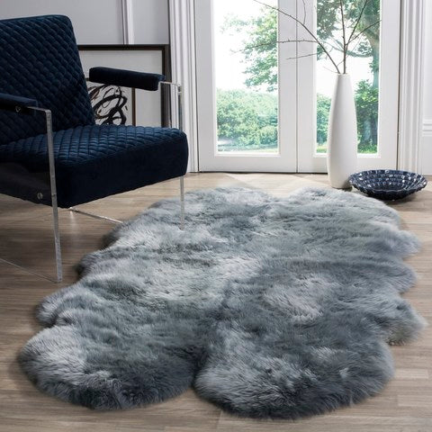 safavieh clearance sheep skin shs121b steel blue rug