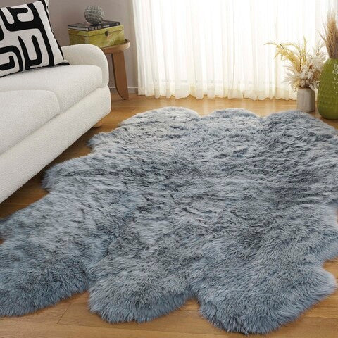 safavieh clearance sheep skin shs121b steel blue rug