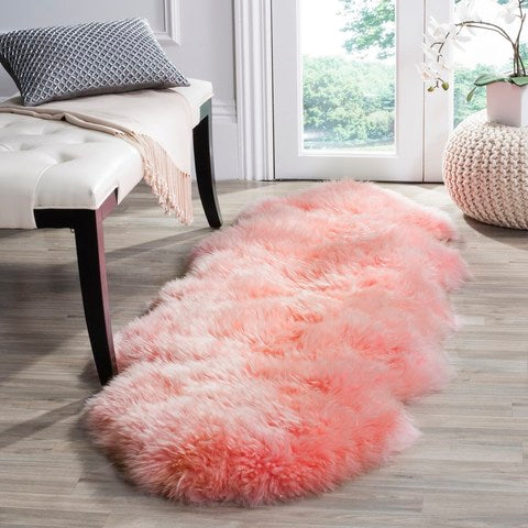safavieh clearance sheep skin shs121l solid pink rug